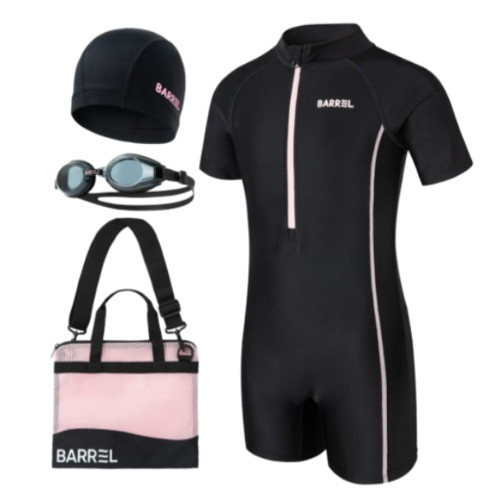 배럴  여아 반팔 3부 반신 수영키트 블랙 B4FKSKT801BLK