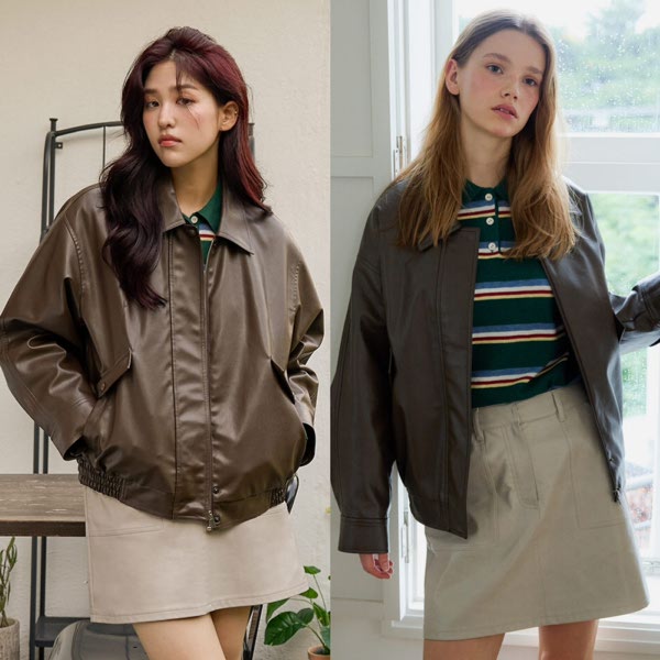 올리브데올리브 여성 에코 레더 블루종 점퍼 OL4WM9040