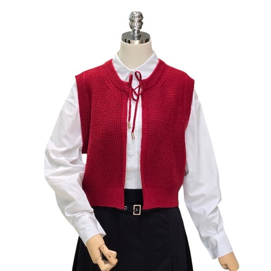 4CUS 앞리본 니트 베스트니트 FF4H7VT0043