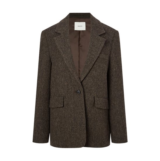 헤지스레이디스 여성 셔틀랜드 트위드 헤링본 울혼방 더블 자켓 HSJA4D993W3