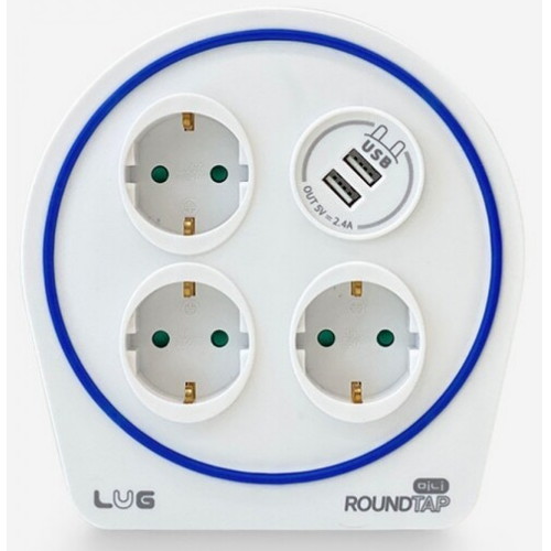 러그박스  3구 USB 미니 라운드탭 캠핑릴선 라이트화이트