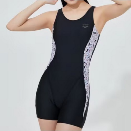 아레나  헤이즐리 여성 일반 U백 3부 반신 실내수영복 A5SL1LS03BLK
