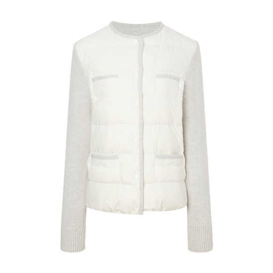 헤지스레이디스 여성 니트소매 숏 경량 구스다운 점퍼 HSJU4D903IV