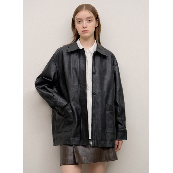 시스티나 여성 레더 오버핏 점퍼 AWWBYO31020