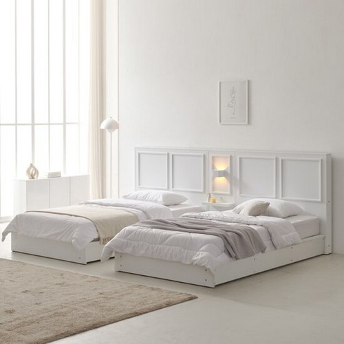 BIF보루네오 캐슬 서랍형 수납 트윈침대 SS+SS+조명협탁