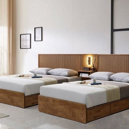 BIF보루네오 우드 원목 트윈침대 SS+SS+중앙패널