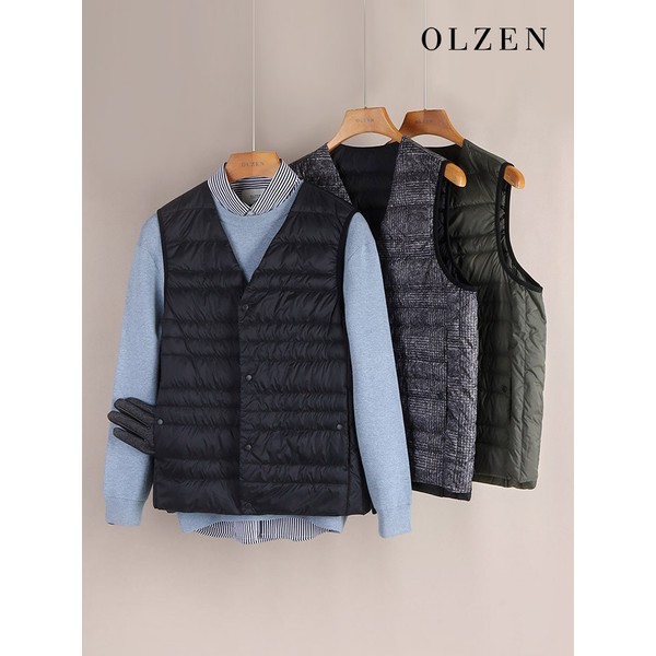 올젠 경량 브이넥 패딩 조끼_ZPC4VP1801