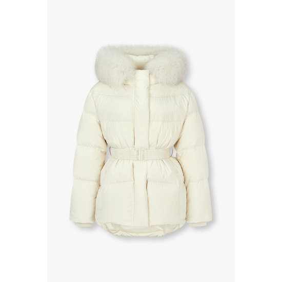 지컷 퍼 후드 벨티드 다운 패딩 자켓 7254417117