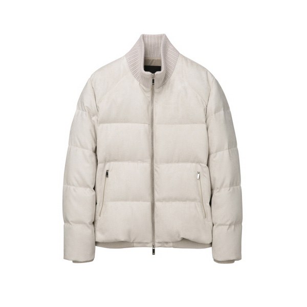 질스튜어트뉴욕 맨 스웨이드터치 니트카라집업 구스다운 점퍼_JNJU4D105I1