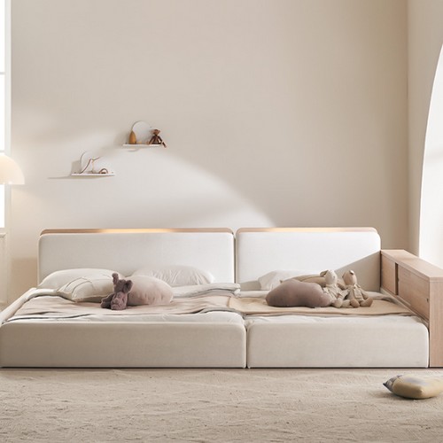 장인가구 하랑 패브릭 슬림헤드 기본형 패밀리침대 SS+Q