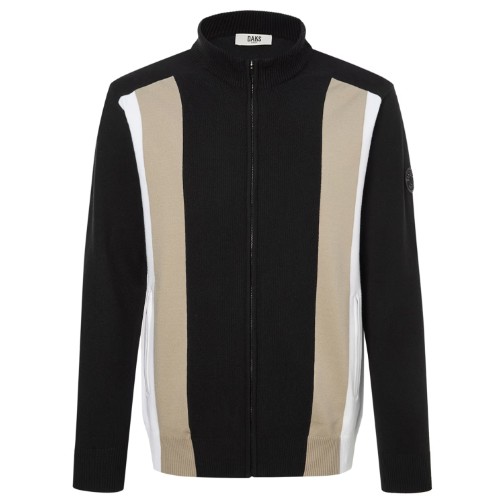 닥스골프 컬러배색 니트 풀집업 DGSW4C663BK