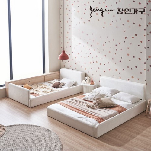 장인가구 하랑 패브릭 슬림헤드 수납가드 데이베드 패밀리침대 SS+SS