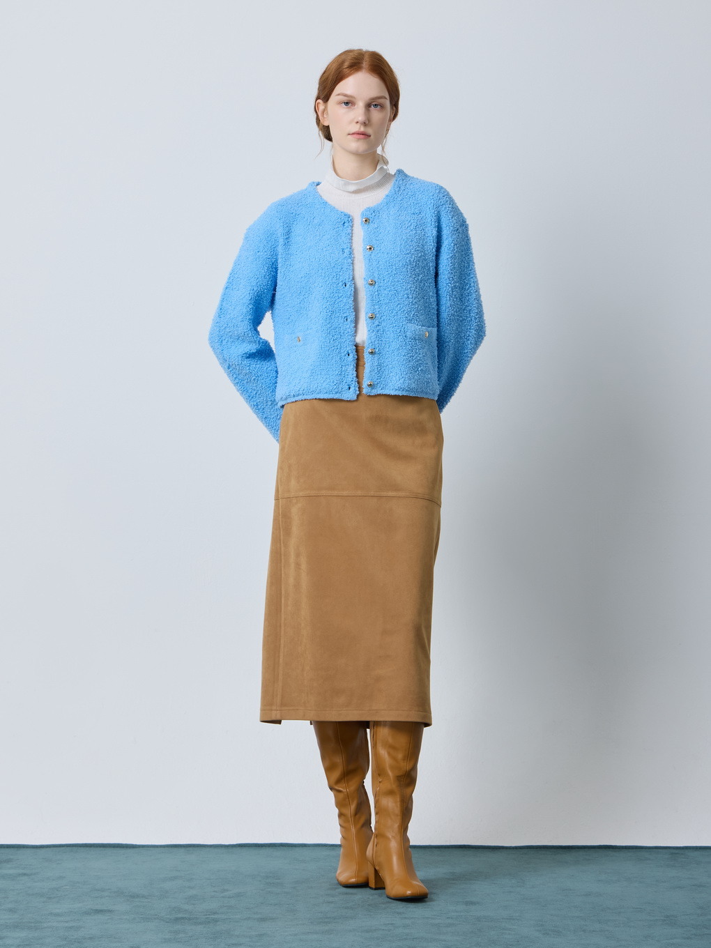 씨씨콜렉트 립포켓 부클 니트 가디건 C244KSL038