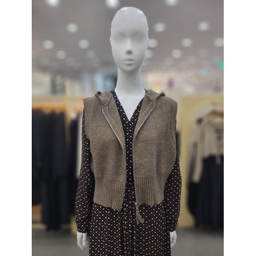 플라스틱아일랜드 후드 니트집업 베스트 PQ4KV561