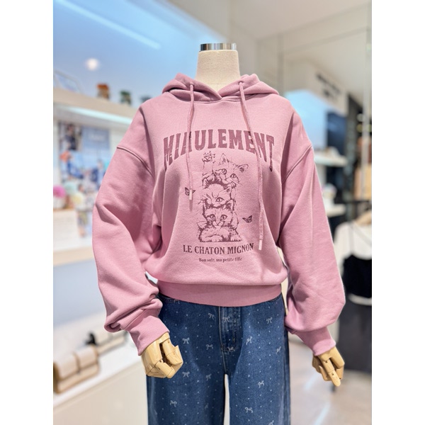 플라스틱아일랜드 여성 고양이크롭 후드티셔츠 PQ4CL064