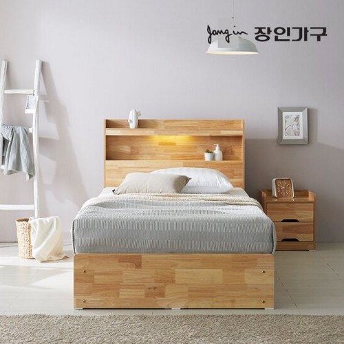 장인가구 노마 서랍 수납 LED침대 SS