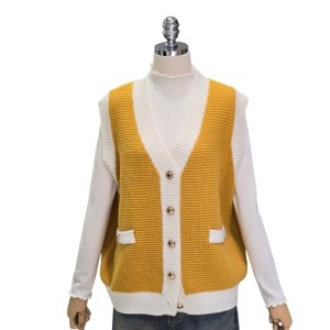 4CUS 배색 금장 조끼 FF4H7VT0047