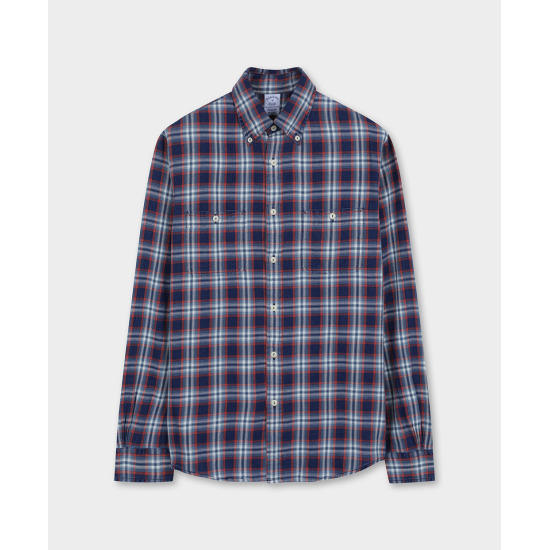 브룩스브라더스 체크 패턴 인디고 워크셔츠 BBTHMM3765DEF