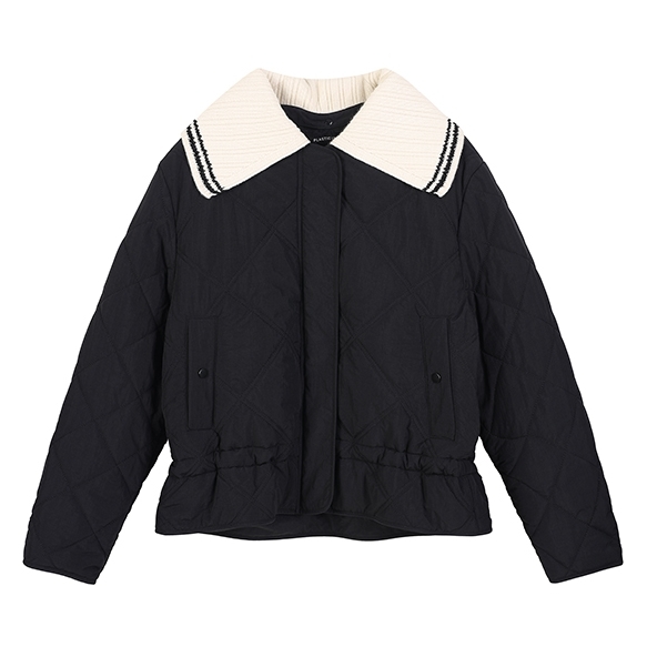 플라스틱아일랜드 여성 니트카라 탈부착 패딩 점퍼 PQ4PZ064