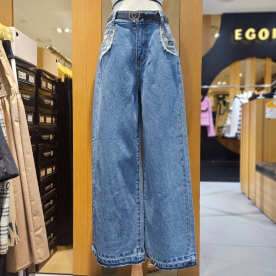 에고이스트 포켓 배색 와이드 벨티드 데님 팬츠 EQ4DP660