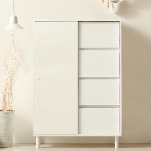 스르륵 4단 서랍 다리형 슬라이딩 수납장 800