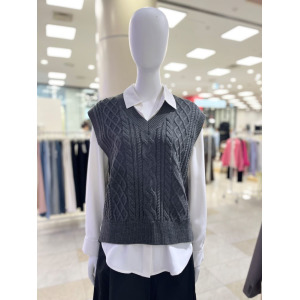 리스트 여성 세미 오버핏 케이브 니트 베스트 TSKVTO82590