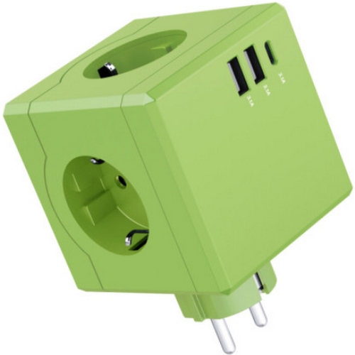 MSI MPG 3구 16A USB 큐브 디자인 플러그형 멀티탭 라이트그린