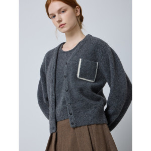 씨씨콜렉트 울블렌드 V넥 니트 가디건 C244KSL033