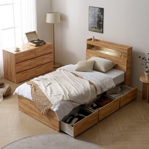 BIF보루네오 마르체 리움 통서랍 수납 LED침대 D