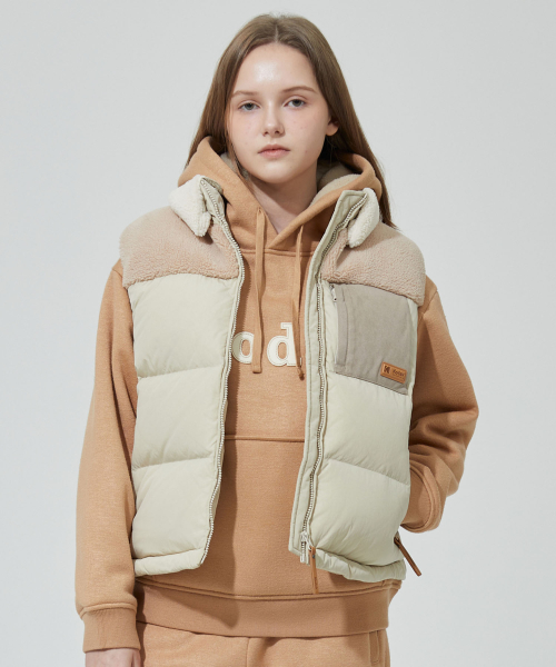 코닥어패럴 브라우니 컬러블록 다운 베스트 K4423LDV95IVR