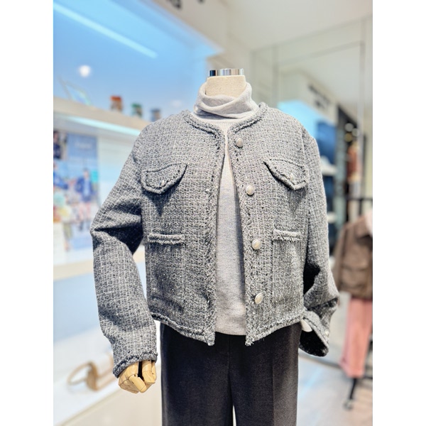 플라스틱아일랜드 안감 퀄팅 트위드자켓 PQ4WJ066