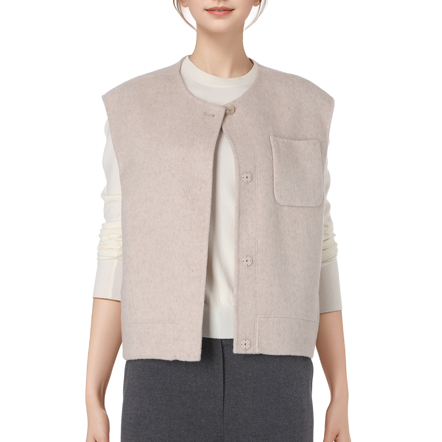 리스트 라운드 모직 베스트 TWHVTO82010