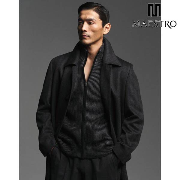 마에스트로 캐시미어 투톤 풀집업 니트 MASW4D087BK