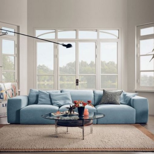 에싸 킨슬러 슬림 리브 패브릭 소파 4인용