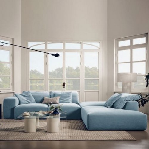 에싸 킨슬러 슬림 오픈코너형 리브 패브릭 소파 4인용