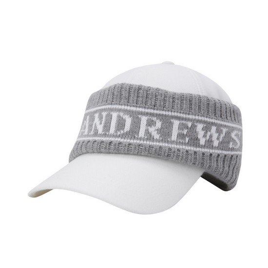 세인트앤드류스  로고 자가드 니트 이어머프 SET 캡 811C4CP612WH