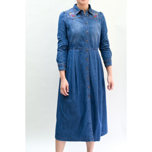 비꼴리끄 데님 자수 원피스 B244DO2110