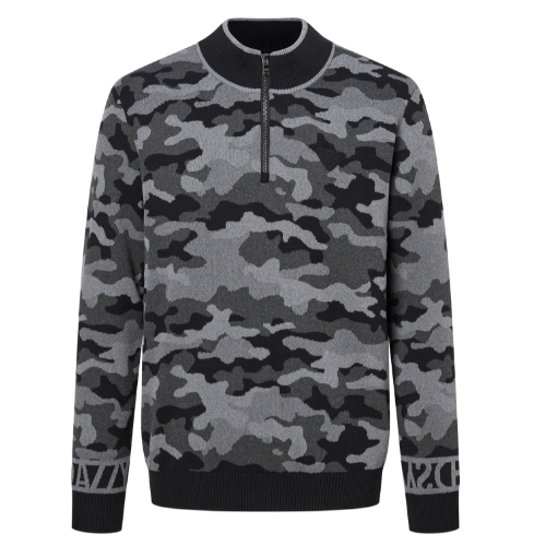 LF 헤지스골프 패턴 반집업니트 HUSW4D714BK