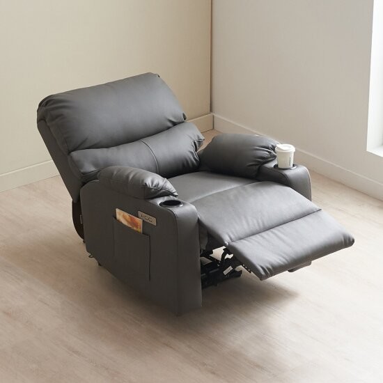 에보니아 리슨 컵홀더 에어레더 가죽 리클라이너 1인용