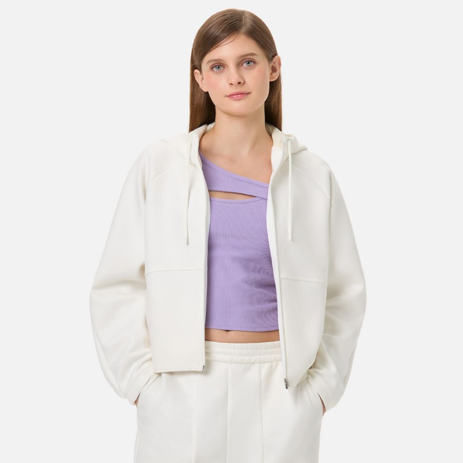 뮬라웨어 비건 스웨이드 후드 집업 AWWEJK104