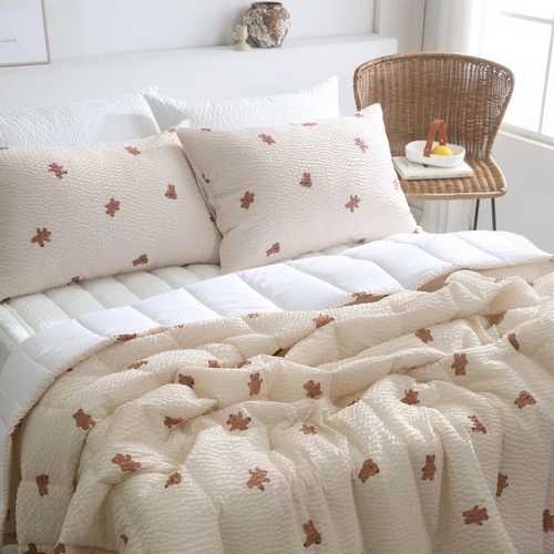 플로라 코지베어 리플 시어서커 여름 차렵이불 베개세트