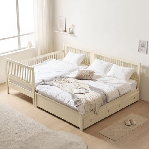상일리베가구 르몽 원목 수납 패밀리침대 SS+SS