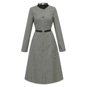 미니멈 시스루 넥 체크 원피스 MYDGWO0810