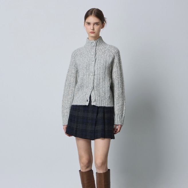 씨씨콜렉트 여성 하이넥 울 블렌디드 니트 가디건 C244KSL032