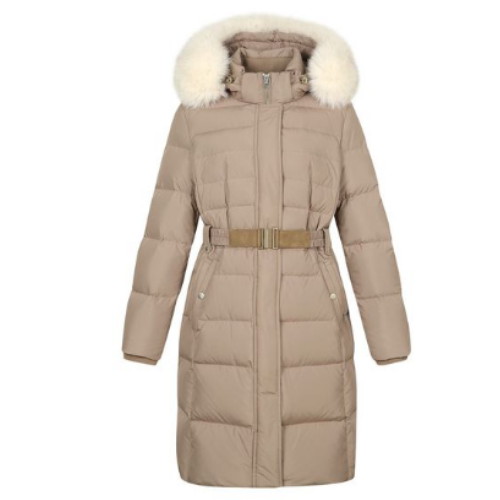 팬텀  벨티드 폭스퍼 후드 덕다운 롱패딩 점퍼 221D4JP104_BR