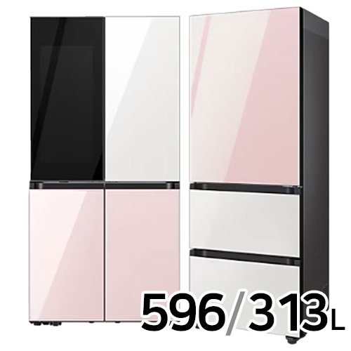 삼성전자 비스포크 키친핏 글램 RF60DB9342AP (화이트+핑크) + RQ33DB74C1AP (핑크+화이트)