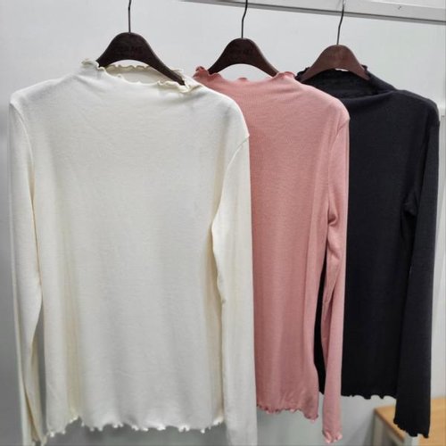 미센스 여성 물결넥 슬림 티셔츠 MB3ZTSP208Z