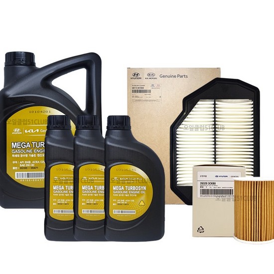 현대모비스  메가 터보 씬 가솔린 0W30 7L + 순정필터 제네시스DH G380 가솔린