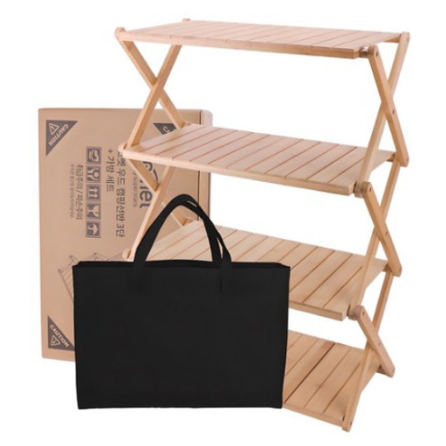 쿠팡 코멧 아웃도어 우드 캠핑선반 가방세트 4단