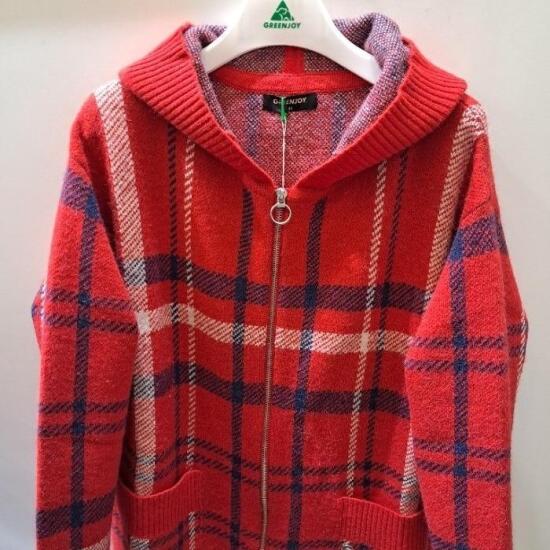 그린조이 체크후드 쉐타 롬 가디건 GF23SG82W